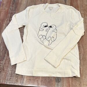 J. Crew Cream Crewneck Teddie Sweater with Snow Otter Design: Sold Out
